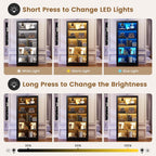 LVSOMT Bookcase with Glass Doors and LED Light, Home Office Bookshelf Black