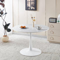 42" Tulip Table for 4-6 Persons Modern Round Dining Room Table, Mid-Century Modern White Small Kitchen Table with MDF Wooden Top, Leisure Coffee Table for Living Room, Dining Room, Office
