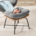 ONBRILL Papasan Rocking Chair with Ottoman,Oversized Papasan Chair with Padded Cushion, Indoor & Outdoor Rocker Chair for Living Room, Patio, Garden, Light Gray