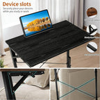 24 inch Foldable TV Tray Table, Foldable Portable C-Shaped Sofa end Table, Oversized Sofa Side Laptop Desk, Suitable for Living Room and Bedroom (1, Black)