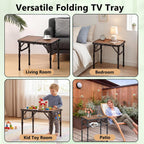 YihuiKo Folding TV Tray, Lightweight Portable Small Foldaing Table | Adjustable Height, End Side Table for Living Room Couch Bedroom, Indoor and Outdoor, Carry Handle, Storage Net
