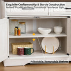 66" Large Sideboard Buffet Cabinet with Storage, Farmhouse Buffet Table Coffee Bar Wine Bar Kitchen Storage Cabinet with Drawers for Dining Room, Living Room, White & Walnut