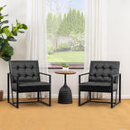 Glitzhome Mid Century Modern Accent Chair, Comfy Living Room Chair with Durable Metal Frame,PU Leather Cushioned, Reading Armchairs for Living Room, Bedroom, Home Office, Black