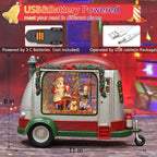 Christmas Snow Globe, RV Santa Claus Gift Room Scene Snow Globe, Glittering Lantern with Timer, Snow Globe Lantern USB or Battery Powered for Desktop Ornament, Christmas Decoration and Gifts