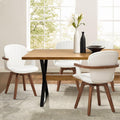 LUNLING Swivel Dining Chairs Set of 4, Mid Century Modern White Faux Leather Kitchen Chairs with Arms,Bamboo Legs Side Chairs No Wheels,Accent Chair for Dining Rooms and Offices