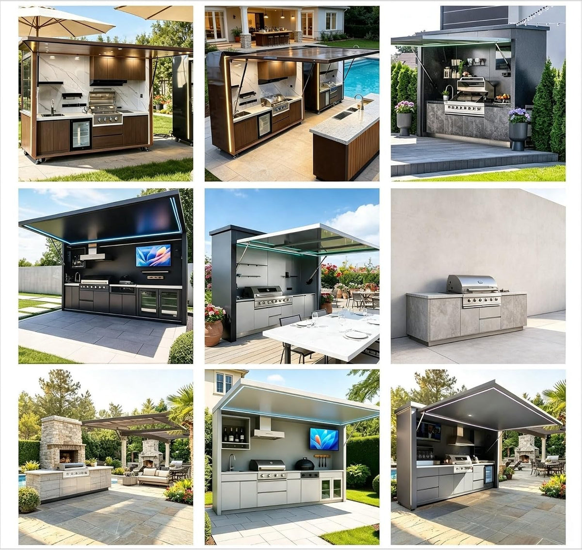 Outdoor Kitchen Cabinet, Outdoor Cooking Station Storage Island | Backyard Kitchen Island For Patio And Garden, Outdoor Kitchen Set With Cabinet Storage Design For Home Dining And Gatherings