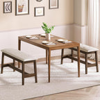 HOOBRO Dining Bench, Bamboo Dining Room Bench with PU Leather Upholstered Seat, for Kitchen, Living Room, Hallway, Kitchen, Entryway, Beige and Brown CE13CD01