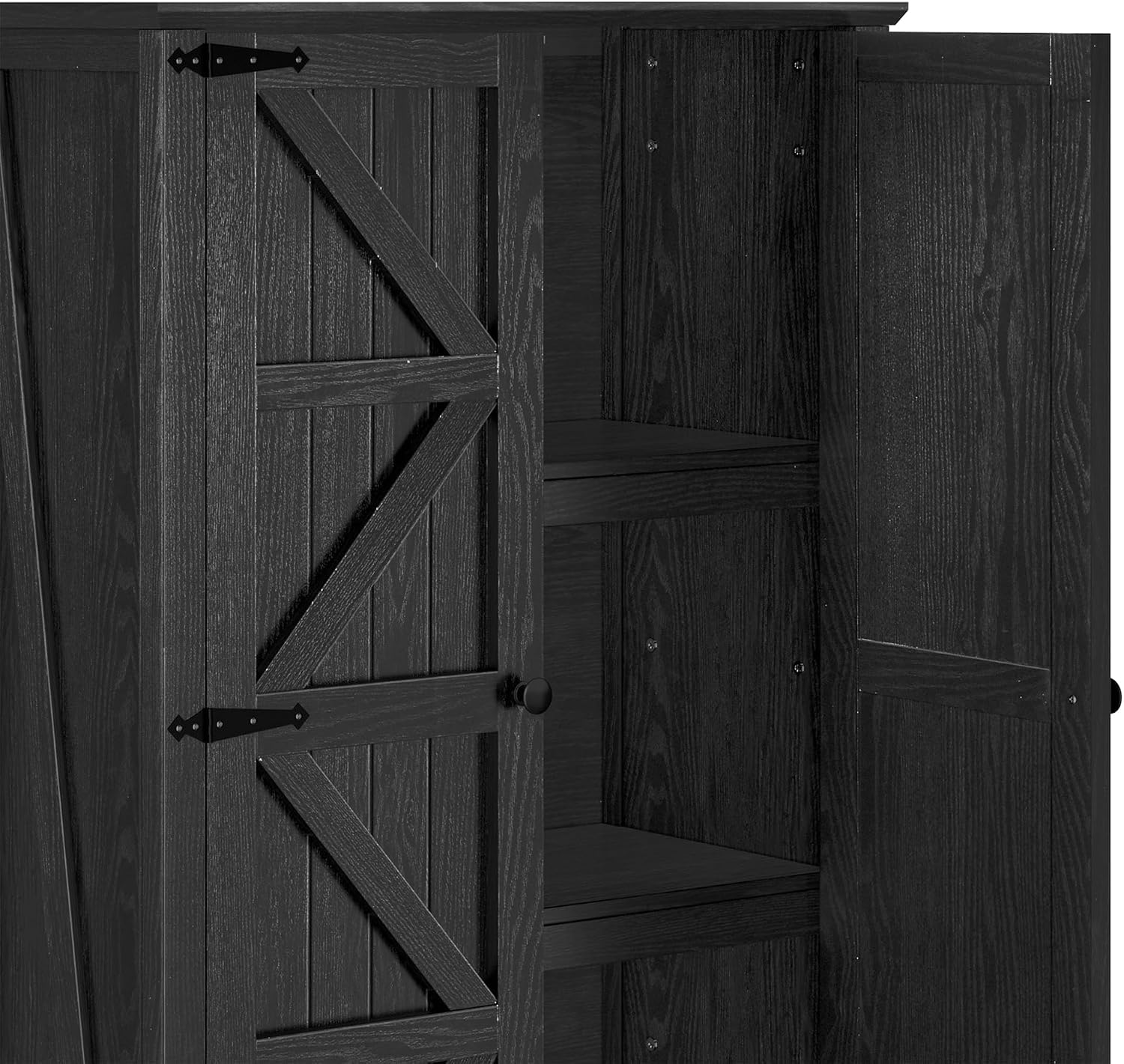 DWVO Farmhouse Kitchen Pantry Cabinet, 64.5" Tall Storage Cabinet with 2 Drawers and Adjustable Shelves, Versatile Storage for Living Room, Dining Room or Hallway, Oak Black