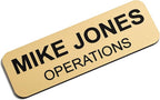 Custom Engraved Name Tag Badges – Personalized Identification with Pin or Magnetic Backing, 1 Inch x 3 Inches, European Gold/Black