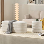 Busaurus Storage Ottoman Bench 49.2 Inch Upholstered Fabric Storage Bench for Bedroom End of Bed Aesthetic Large Oval Ottoman for Living Room Entryway (Ivory)