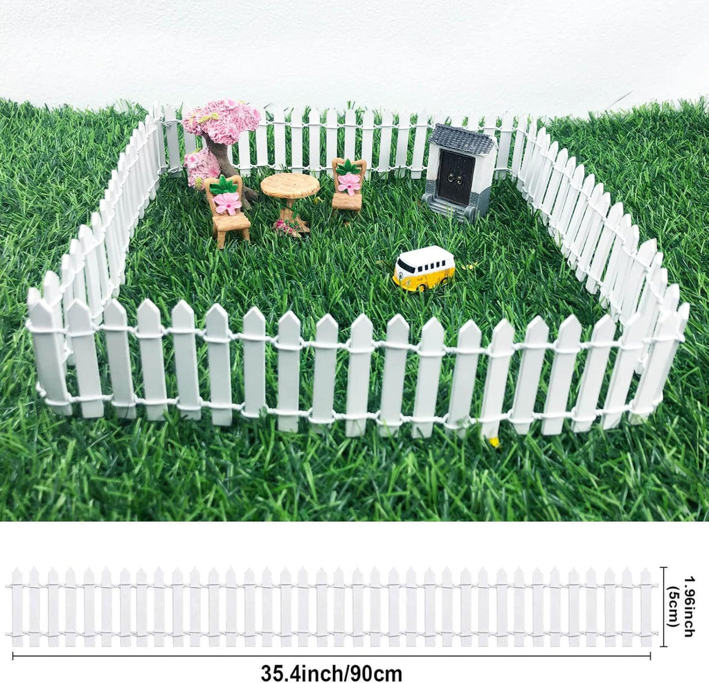 Miniature Fairy Garden Fence 35 Inches,Fairy Garden Accessories Outdoor Wood Picket Fence,DIY Flowerpot Decoration DIY Wood Picket Fence, Miniature Decoration Mini Ornament for Dollhouse