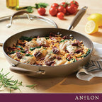 Anolon Advanced Home Hard Anodized Nonstick Deep Frying Skillet with Lid, 12-Inch Ultimate Pan, Bronze