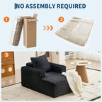 Garvee 45'' Indoor Chaise Lounge Chair Corduroy Cloud Single Couch Sofa with Deep Seat & Armrests Comfy Reading Chair Sleeper Bed for Living Room Bedroom Movie Room No-Assembly
