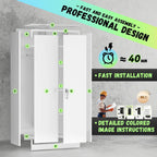 Bonusall Metal Wardrobe Closet, 72" Armoire Wardrobe with Lockable Doors, Split Closet Design, Left for Hanging and Right for Shelves, Armoires for Home Office, Bedroom, Laundry Room(White)