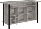 Coaster Home Furnishings - Bellemore - Wood & Metal - Bar Cabinet with Bottle Rack and Stemware Racks with Open Storage - Dining Room & Home Bar - Gray Driftwood - 182105
