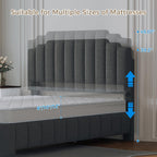 Queen Size Bed Frame with Adjustable Headboard, Grey Boucle Bed Frame