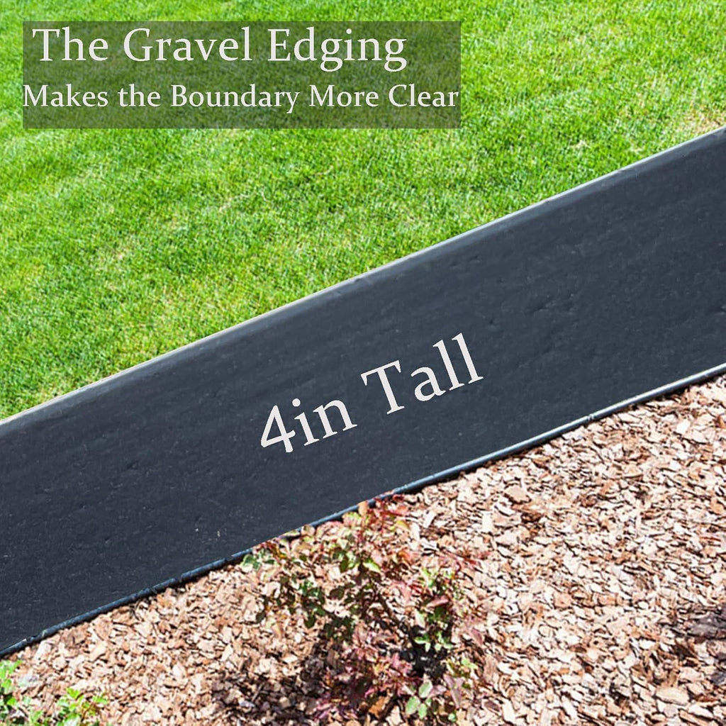 Landscape Edging 33FT, Garden Edging (4IN High) with 30pcs Spikes, Plastic Lawn Edging Flexible for Garden Flower Beds Tree Surrounds Yard Pathway, Black