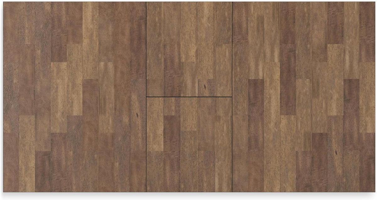 Signature Design by Ashley Wildenauer Extendable Dining Table, Farmhouse | Hardwood solids, Mango wood veneer, MDF substrate, Trestle base, Self-storing butterfly leaf, Seats 8, 60 to 78 inch length