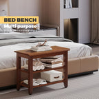 Wood Shoe Bench for Entryway,Bench with Shoe Rack,Storage Shoe Organizer for Hallway,Living Room,Bedroom (Brown, 23.62''W×11.81‘’D×17.71‘’H)