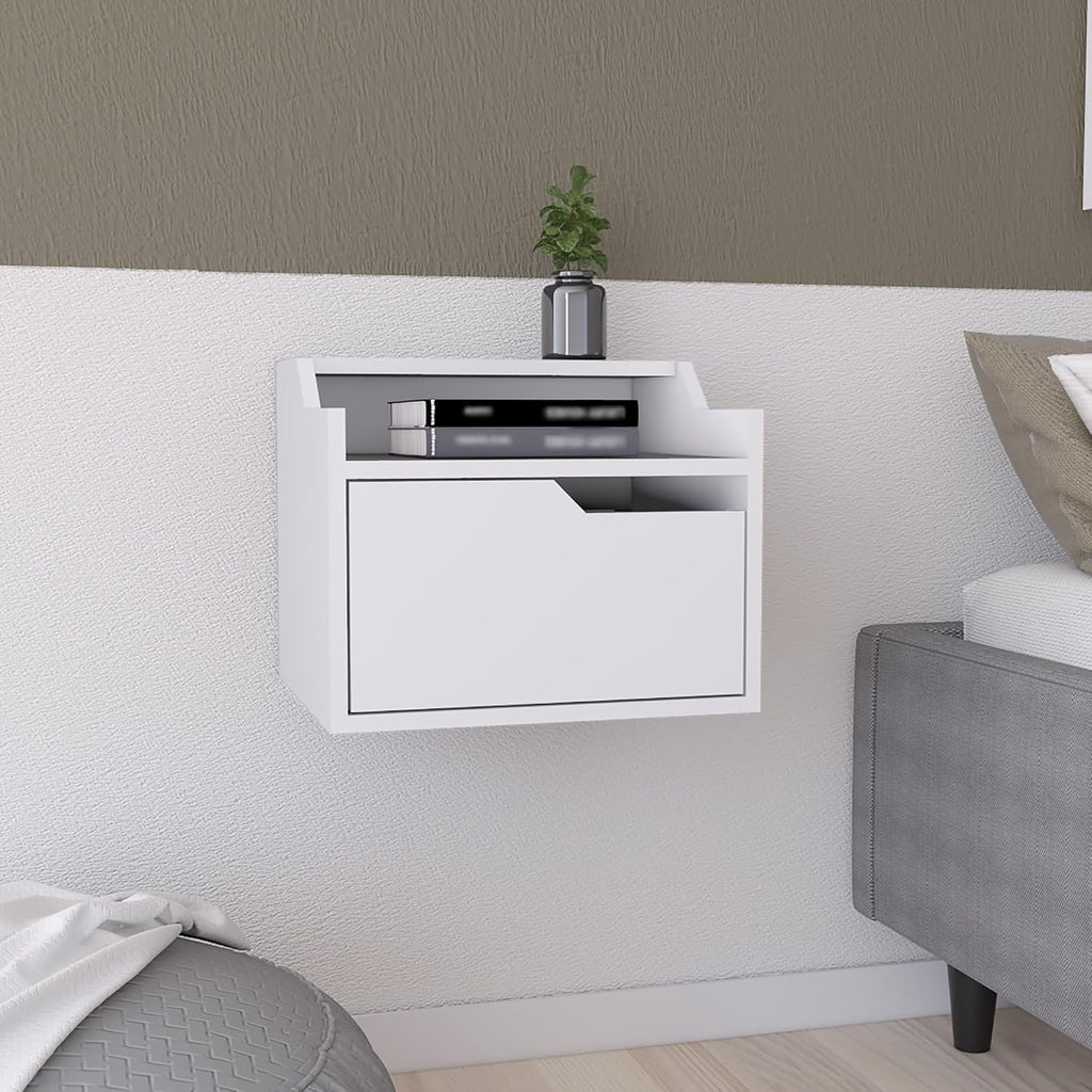 Floating Nightstand, Modern Design with Single Drawer Storage,for Small Spaces