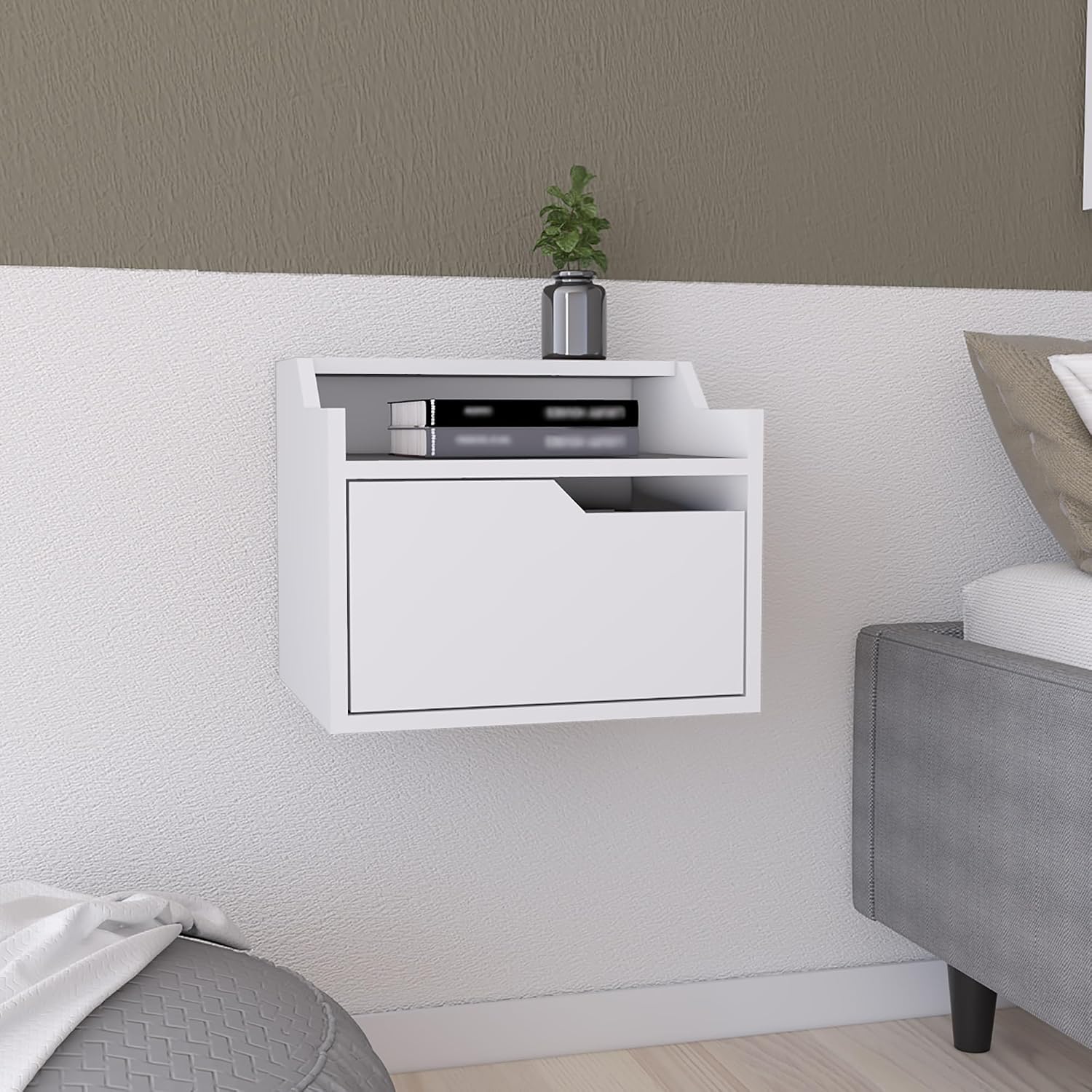 Floating Nightstand, Modern Design with Single Drawer Storage,for Small Spaces