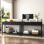 47" Console Table with 3 Drawers, Fluted Wood Entryway Table with Storage Shelf, Narrow Long Sofa Table Modern Behind Couch Accent Table for Living Room, Entryway, Hallway, Foyer