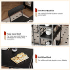 3-Piece Small Bar Table and Chairs Set for 2,Small Dining Table with 2 PU Cushioned Stools,3 Storage Shelves, Space Saving Kitchen Table Set for Breakfast Nook, Apartment, Bistro,Black.