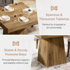 Tribesigns 31.5" Square Dining Table for 4, Farmhouse Kitchen Table with 3.93" Thick Tabletop & Heavy-Duty Base, Space-Saving Small Dinner Table for Dining Room, Apartment, Living Room, Brown