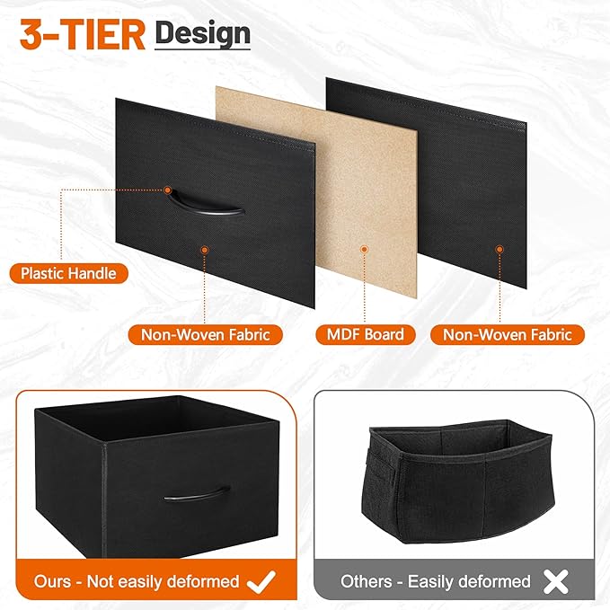 TV Stand for Bedroom, Television Stand for TV up to 46 Inch Entertainment Center Dresser with 4 Drawers Open Storage Shelves for Living Room, Entryway (Black and Rustic Brown)