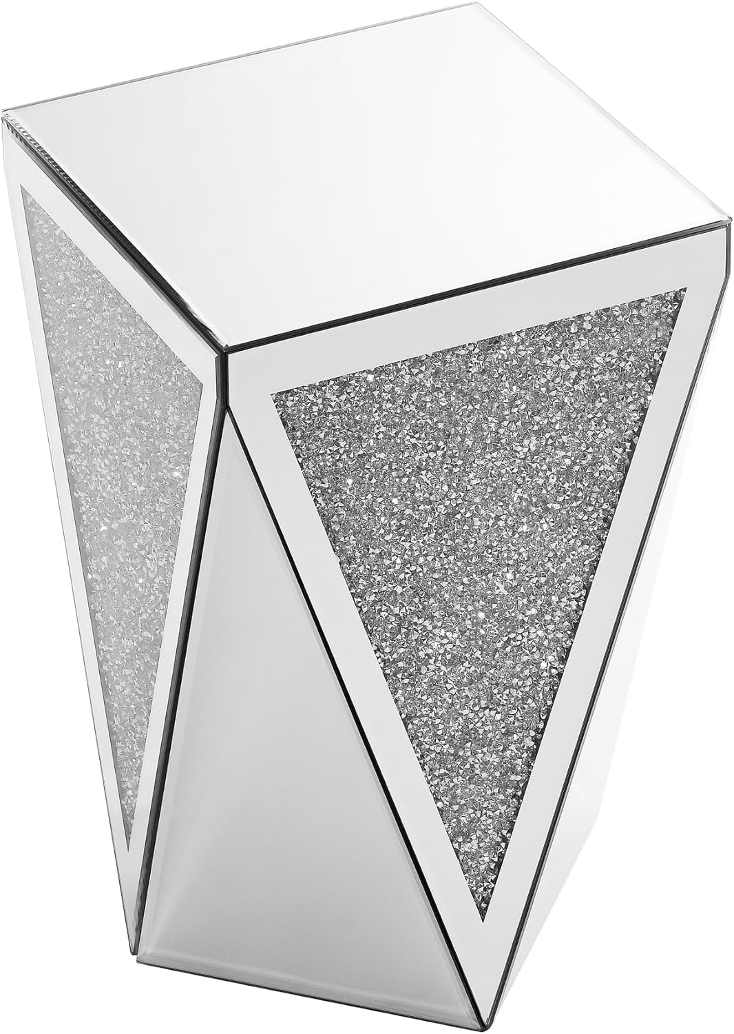 Crystal Mirrored Side Table, Living Room Side Table Sofa Couch Side Tables, Mid Century Modern End Table Accent Table, Small End Table Bedside Tables Mirrored Nightstand for Bedroom Corner