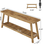 Tribesigns 70.86-Inch Console Table for Entyrway, Farmhouse 2-Tier Entry Entrance Table, Narrow Long Sofa Table Behind Couch, Light Brown