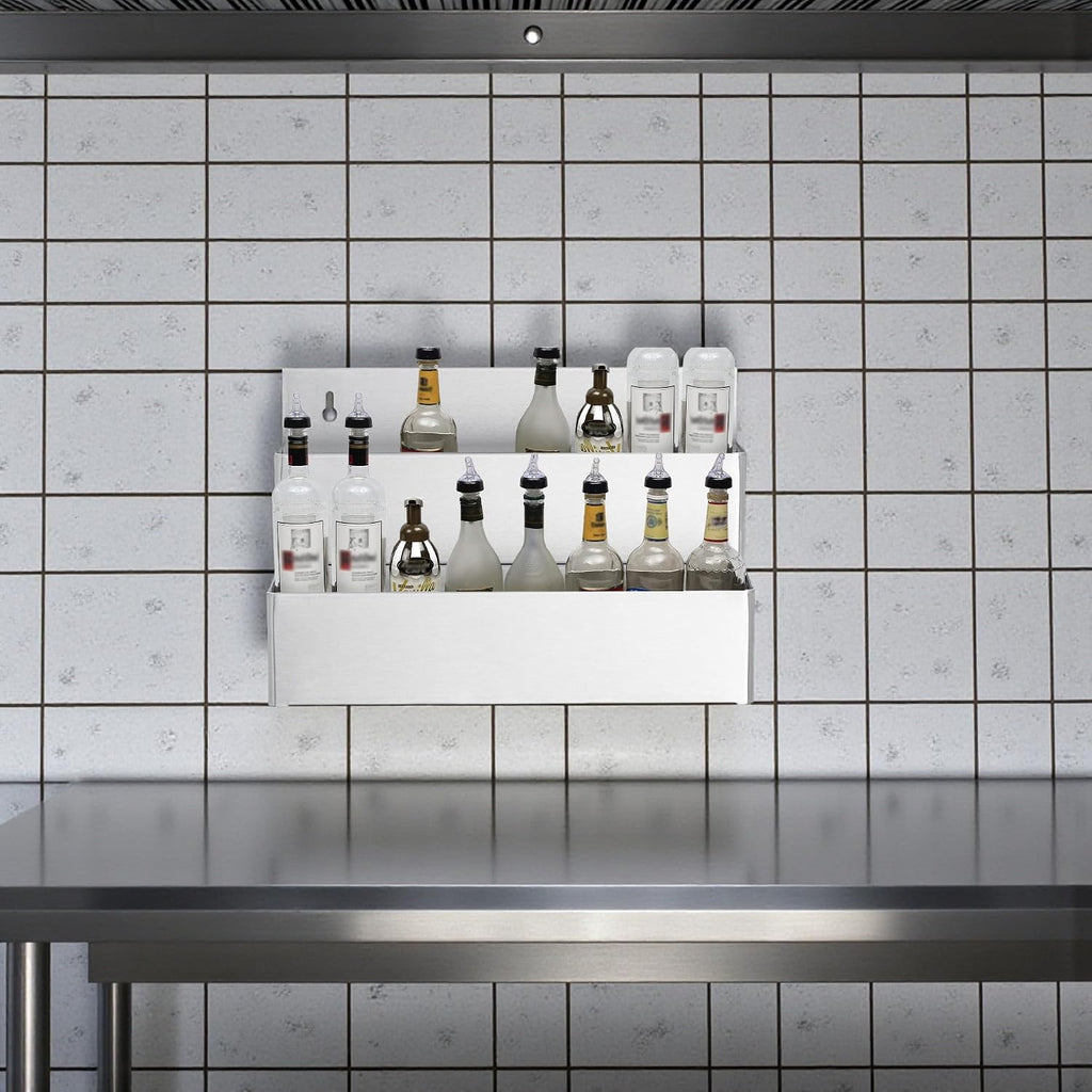 PRO&Family 30" Commercial Stainless Steel Liquor Display Rack, Bar Bottle Organizer, Heavy Duty Countertop & Underbar Shelf for Bars, Restaurants, Home Bar, Beverage Stations