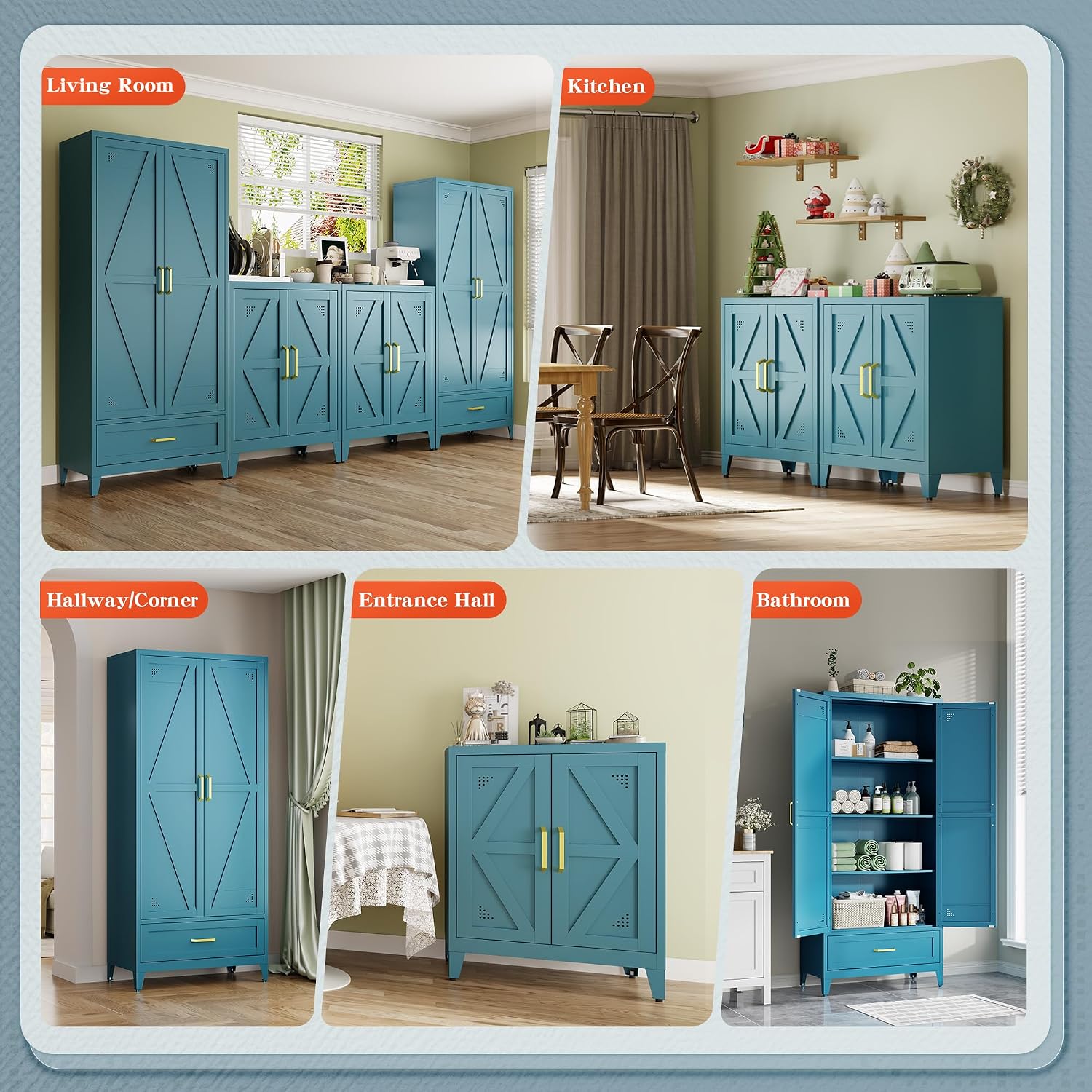 Short Pantry Cabinet with 2 Doors and Adjustable Shelves | Small Kitchen Storage Cabinet with Leveling Feet and Anti-Tip, Kitchen Pantry & Sideboard Cabinet for Entryway, Living Room
