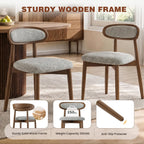 Dining Chairs Set of 4, Upholstered Farmhouse Dining Room Chairs with Soild Wood Legs, Modern Fabric Kitchen Chairs with Ergonomic Curved Backrest, Gray