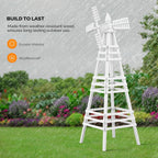 Wooden Windmill, Weather-Proof Wind Spinner, Outdoor Wind Mill for Garden Lawn Patio Decoration (White, Large)