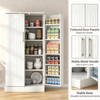 kepptory 47" Kitchen Pantry Cabinet with Doors and Adjustable Shelves, Freestanding Pantry Storage Cabinet, Farmhouse Buffet Cupboard for Kitchen, Dining Room, Living Room, White