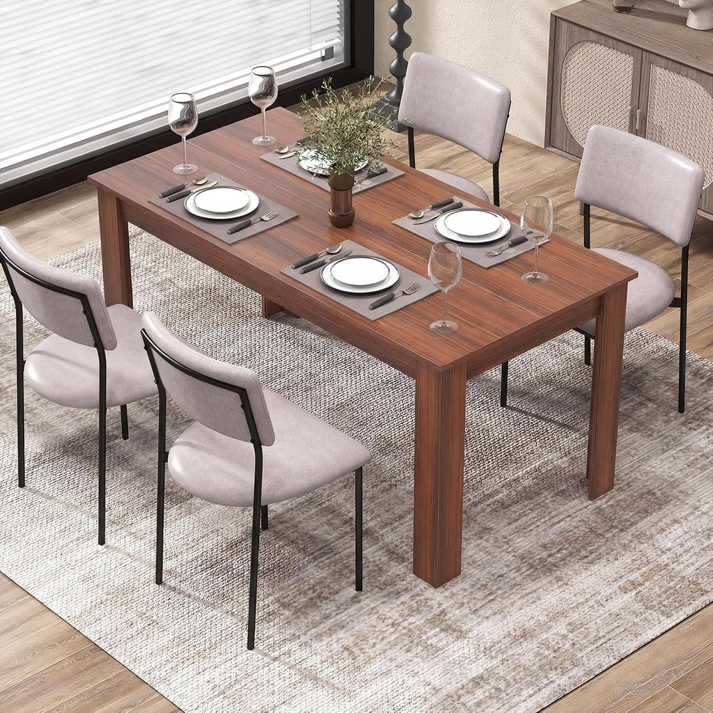 GOFLAME Dining Table for 4-6 People, 63” Modern Kitchen Table with L-Shaped Legs, 330 lbs Weight Capacity, Large Wooden Rectangular Dinner Table for Dining Room, Living Room (Walnut)