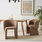 NORDICANA Barrel Dining Room Chairs with Arms, Faux Fur Accent Chairs Set of 2, for Kitchen, Living Room, Upholstered Armchairs, Brown