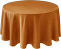 Biscaynebay Fall Tablecloth Textured Fabric Round Tablecloths 90", Bronze Thanksgiving Autumn Harvest Water Resistant Fabric Tablecloths for Kitchen, Dining, Wedding, Parties Machine Washable