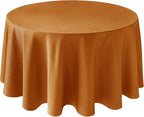Biscaynebay Fall Tablecloth Textured Fabric Round Tablecloths 90", Bronze Thanksgiving Autumn Harvest Water Resistant Fabric Tablecloths for Kitchen, Dining, Wedding, Parties Machine Washable