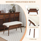 BFZ 37.4" Bedroom Bench End of Bed Bench, Dining Bench with Padded Seat and Walnut Wood Frame, Upholstered Fabric Window Ottoman Bench for Entryway Hallway, Living Room