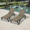 Domi Pool Lounge Chairs Set of 2, Aluminum Patio Chaise Lounge with Wheels, 5 Position Adjustable, All Weather Outdoor Lounge Chairs for Beach, Yard, Balcony, Poolside, Khaki