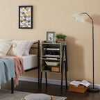 VECELO Night Stand Industrial End Table,Stackable Accent Furniture Bedside Table with 2-Tier Open Storage Space Side Table Nightstands for Bedroom, Living Room