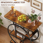 Cottage Charm Entryway Console Table, 31.5" Sofa Table Behind Couch with Curved Metal Frame and Wood Shelves, Decorative Console Table for Living Room, Hallway, Foyer, Rustic Brown