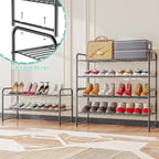 SUFAUY 2 Pack 2-Tier 33" Wide Shoe Rack, Shoe Shelf Storage Organizer for Entryway, Extra Large Capacity, Bedroom Footwear Organizer, Wire Grid, Black