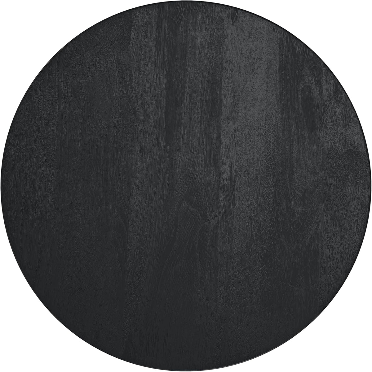 SIMPLIHOME Elmbrook End Table - 21 inch Wide Solid Mango Wood Round Drum Table with Vertical Panel Detailing in Black, Modern Nightstand or Plant Stand for Living Room or Bedroom, Assembled