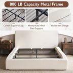 DNYN Queen Cloud Bed Frame with Cushion Headboard and 360° Foam Surround