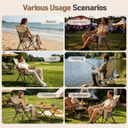 Folding Camping Chair, High Back Padded Portable Camp Chair with Storage Bag, 600D Oxford Fabric Comfortable Chair for Outdoor Camping, Beach, Fishing (Beige)