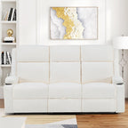 75'' Manual Reclining Sofa with Storage Drawer, 3 Seat Wall Hugger Recliner Couch with Cup Holders, Side Pockets, Chenille Fabric, Compact 3-Person Recliner for RV, Living Room, Apartment (Beige)