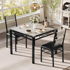 IDEALHOUSE Dining Table Set for 2 with Corner Protector, Kitchen Table Chairs Set of 2 w/Upholstered Chairs, Wood Dining Room Table Set for 2, for Dining Room, Apartment, Retro Gray